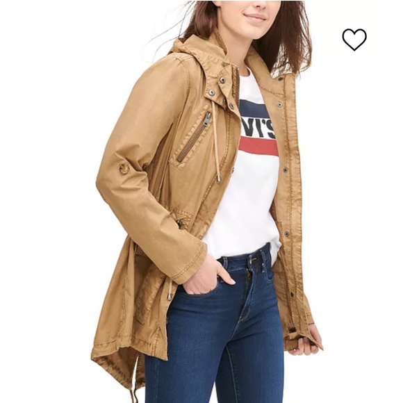 NWT Levi's Women's Cotton Hooded Anorak Dull Gold Jacket - Size XXL - Picture 2 of 10